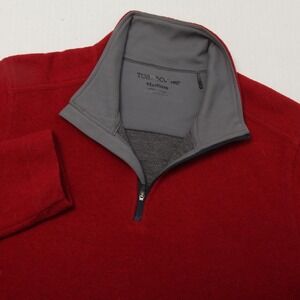 Toad & Co Kennicott Sweater Men Medium Red 1/4 Zip Mock Neck Wool Blend Pullover